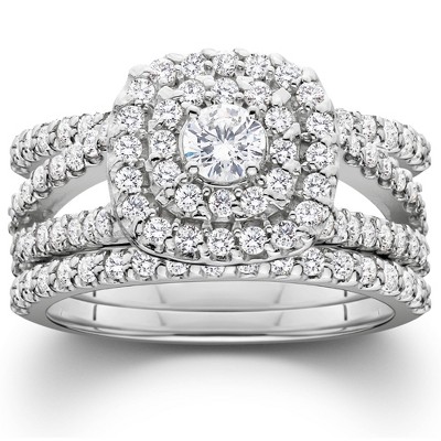 Pompeii3 1 1/4Ct Diamond Engagement Wedding Ring Set White Yellow Rose Gold or Platinum