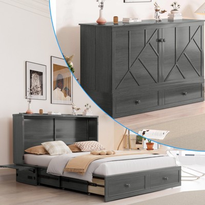 Mjkone Modern Queen Size Murphy Bed with USB ports & Foldable Mattress