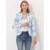 INSPIRE CHIC Women's Open Front Office Long Sleeve Lightweight Printed Floral Crop Suit Blazer - 3 of 4
