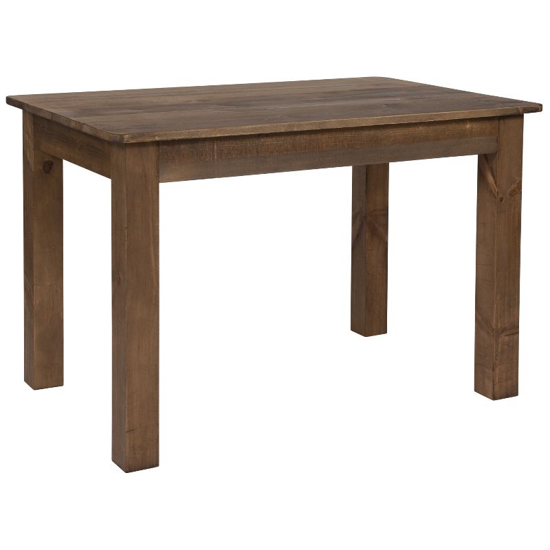 Emma and Oliver 46" x 30" Rectangular Antique Rustic Solid Pine Farm Dining Table, 1 of 12