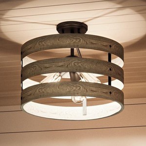 Urban Ambiance Luxury Modern Farmhouse Flush-Mount Ceiling Fixture,  13-1/2"H x 17"W,  Charcoal Finish, UHP2470 - 1 of 4