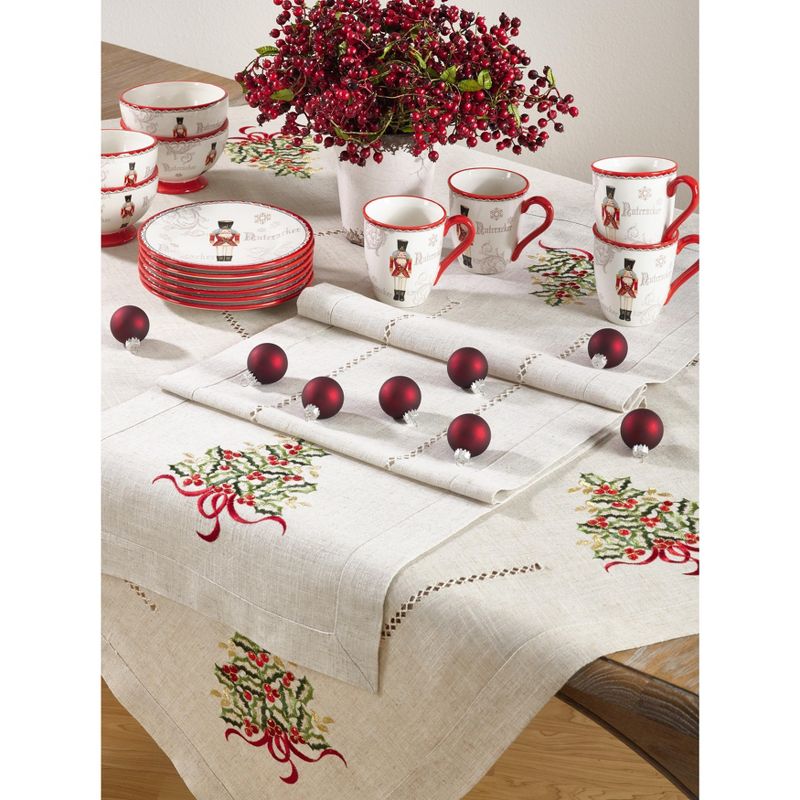 Saro Lifestyle Holiday Table Runner With Christmas Tree Embroidery, 2 of 3