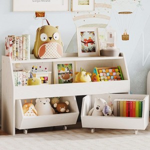Petrimins  Toy Storage Organizer for Kids, Toy Storage Cabinet with Drawers, Boys and Girls Toy Shelf with Wheels, Kids Bookshelf for Bedroom - 1 of 4