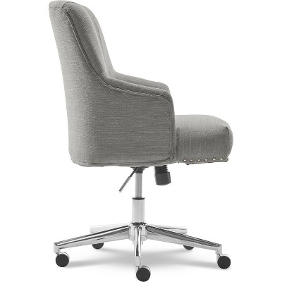 Leighton Medium Gray Fabric Swivel Home Office Chair with Memory Foam