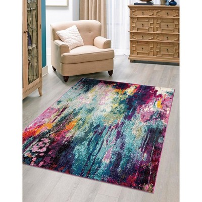 Sunset Multicolor Abstract 9' x 12' Synthetic Area Rug