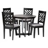 Baxton Studio Alena Modern Grey Fabric and Dark Brown Finished Wood 5-Piece Dining Set - 2 of 4