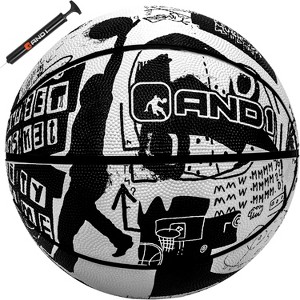AND1 Street Art 27.5 Basketball : Youth Sized Rubber Streetball for Indoor and Outdoor Use, Deep Channel Construction and Durability - 1 of 4
