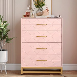 Storage cabinet with 4 drawers, anti-tip storage cabinet, suitable for clothes, wardrobe, living room, corridor, entrance - 1 of 4