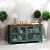 4-Door Cabinet with Tempered Glass Doors,Elegant European Antique Style,MDF with Wood Veneer,Adjustable Shelves,Storage Sideboards for Dining - 2 of 4