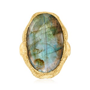 Ross-Simons Oval Labradorite Textured and Polished Ring in 18kt Gold Over Sterling - 1 of 4