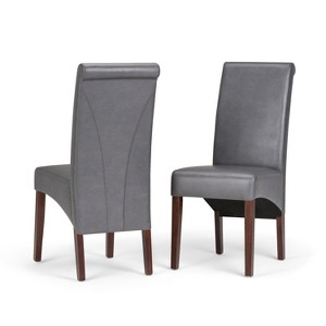 FranklDeluxe Parson Dining Chair Set of 2 Stone Gray Faux Leather - Wyndenhall, Grey Gray