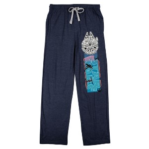 Star Wars Episode 4: A New Hope Millennium Falcon Men's Navy Blue Sleep Pants - 1 of 4