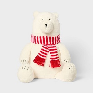12" Polar Bear with Scarf Stuffed Animal - Gigglescape™: Polyester, Zoo Animal, 1 Year+, 0.25 lbs - 1 of 4