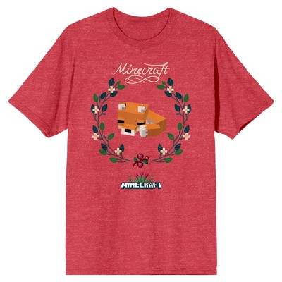 Minecraft Sleeping Fox Ladies Red Heather T-shirt