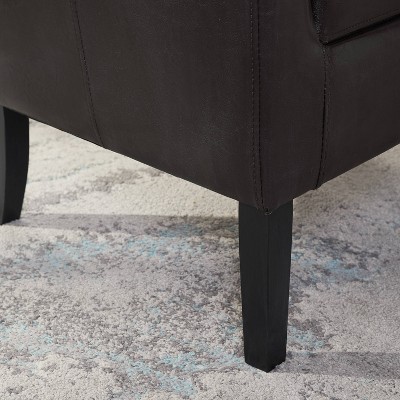 Simon Brown Faux Leather Barrel Accent Chair