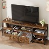 63" Modern-Industrial TV Stand with 2 Fabric Drawers, Rustic Media Console with Storage Shelves, Open Design & Metal Frame, Brown - 4 of 4