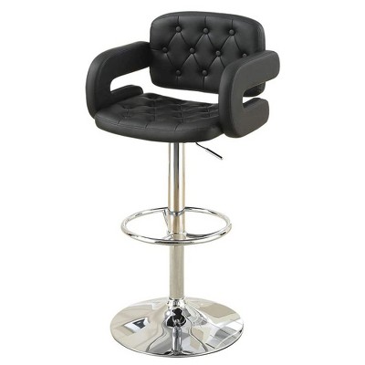 Classic Bar Stools Tufted Upholstered Faux Leather, Counter Chair Adjustable Height for Kitchen Living Room, 1PC