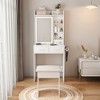 Makeup Vanity Desk with Mirror and Lights, White Vanity Makeup Table, Small Vanity Table for Bedroom, 3 Lighting Modes, White - 2 of 4