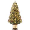 4.5 FT Pre-Lit Christmas Trees with Vintage Pot, Realistic Needles Artificial Christmas Trees with 108 Warm White Lights - 3 of 4
