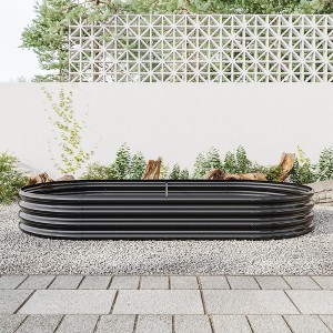 Chic Crate Large Oval Metal Raised Garden Bed for Outdoor Vegetables, Flowers & Plants – Black Planter Box - 1 of 4