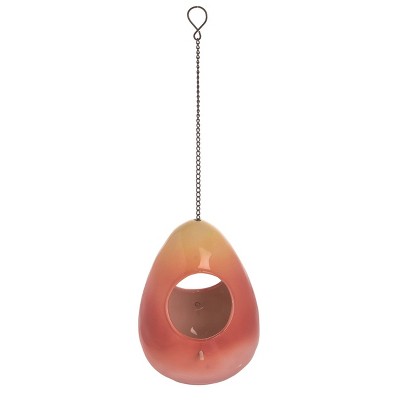 Transpac Dolomite 8 in. Orange Spring Hanging Bird Feeder