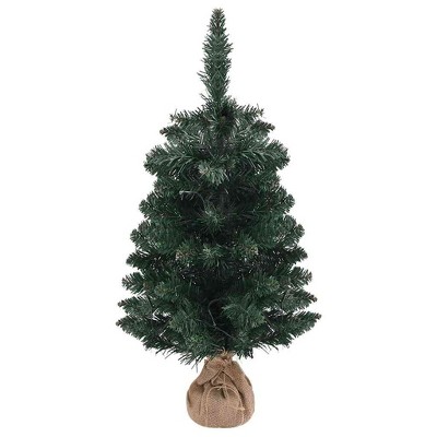 vidaXL Artificial Pre-lit Christmas Tree with Stands Decoration Green PVC - 3 x 1 ft