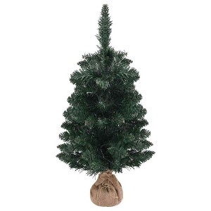 vidaXL Artificial Pre-lit Christmas Tree with Stands Decoration Green PVC - 3 x 1 ft - 1 of 4