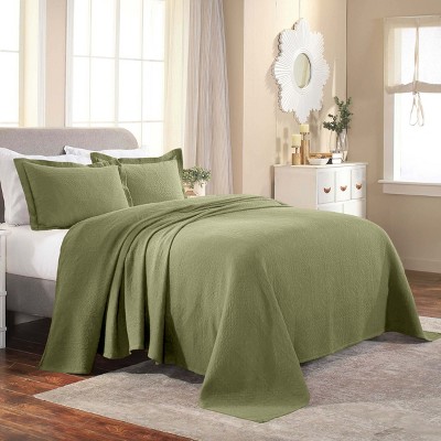 Blue Nile Mills 100% Cotton Bedspread Set Jacquard Medallion Coverlet, Lightweight All-Season Textured Bedding, Queen, Sage — фото 4