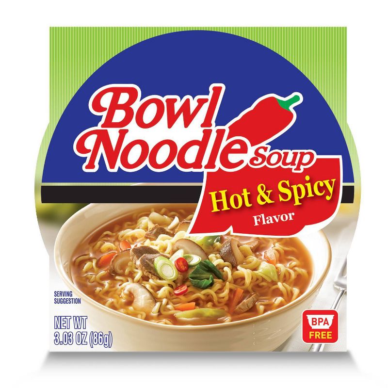 Nongshim Hot &#38; Spicy Soup Microwavable Noodle Bowl  - 3.03oz, 2 of 6