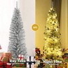 Tangkula 6'Silver Slim Pencil Tree Tinsel Unlit Christmas Tree Artificial 520 Branch Tip - 3 of 4