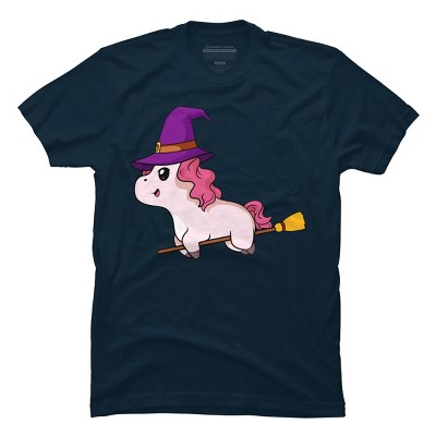 Men's Design By Humans Witch Unicorn Halloween T Shirt By thebeardstudio T-Shirt