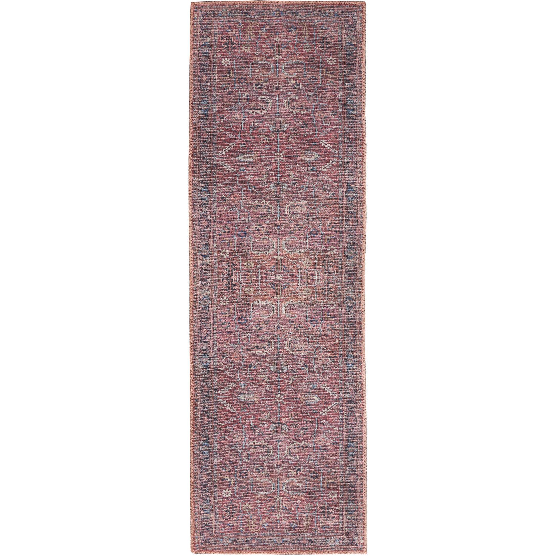 Nourison New Concept Washables 2'2" x 8' Brick Vintage Indoor Non-Slip Flatweave Rug