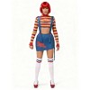 Joyfy Women's Creepy Doll Costume Complete Set with Red Wig & Prop | Killer Doll Outfit with Crop Top, Skirt, Socks for Halloween Cosplay - 3 of 4
