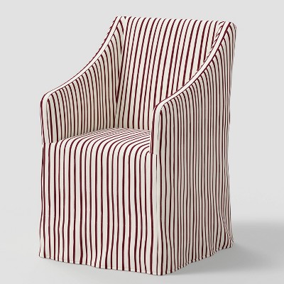 Sloped Arm Slipcovered Dining Chair in Waverly Stripe Berry Cream - Threshold™