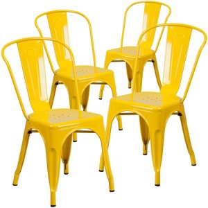 Emma and Oliver Commercial Grade 4 Pack Metal Indoor-Outdoor Stackable Chair - 1 of 4