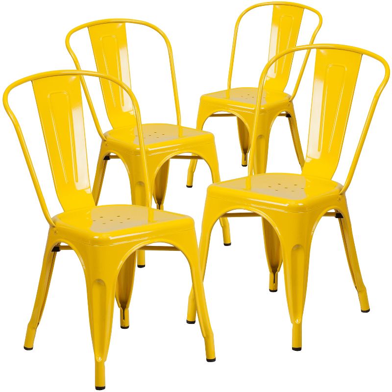 Emma and Oliver Commercial Grade 4 Pack Metal Indoor-Outdoor Stackable Chair, 1 of 12