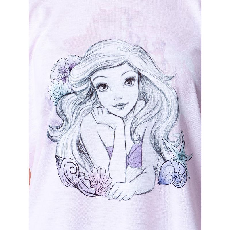 Disney Womens' Princess Ariel The Little Mermaid Sketch Pajama Set Short Pink, 4 of 5