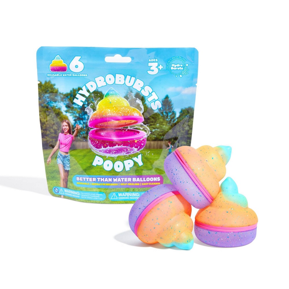 Hydrobursts by What Do You Meme? Resuable Water Balloons Poopy Shape Water Balloon Toy- 6pk