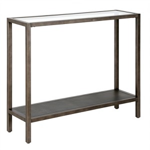 36"Industrial Metal Aged Steel/Console Table with Mesh Metal Shelf - Henn&Hart - 1 of 4