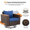 8-Piece Outdoor Patio Wicker Conversation Sofa Set with 2 Swivel Rocking Chairs and Acacia Storage Table - 2 of 4