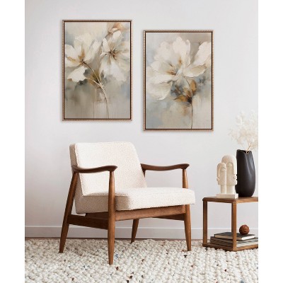 Gold Framed Abstract Botanical Floral Canvas Art Set