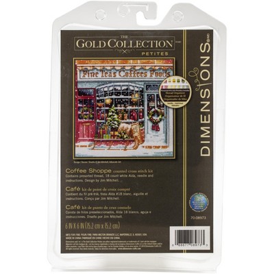 Dimensions Gold Petite Counted Cross Stitch Kit 6"X6"-Coffee Shop (18 Count)