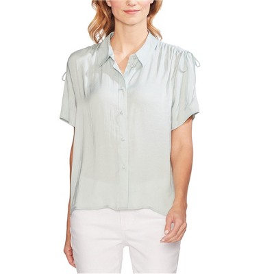 Vince Camuto Womens Drawstring Shoulder Button Down Blouse