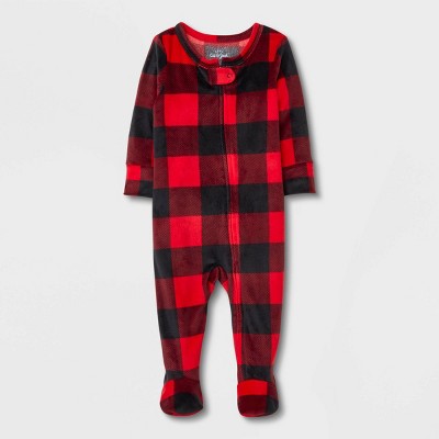 Image of Baby Buffalo Plaid Sleep N' Play - Cat & Jack™ Red/Black Newborn