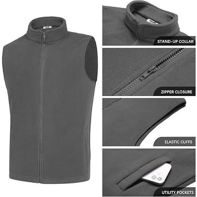 Мужские куртки COOFANDY Men's Polar Fleece Vest Lightweight Sleeveless Zip Up Jacket Casual Outerwear Outdoor Golf Vests Dark Grey XL — фото 5