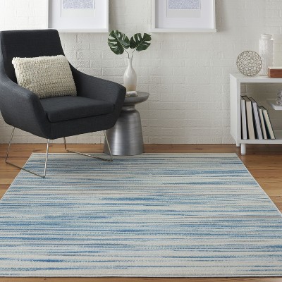 Hand-knotted Blue Synthetic Rectangular 6' x 9' Area Rug