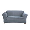 2pc Stretch Poly Striped Loveseat Slipcovers French Blue - Sure Fit: Machine Washable, Zipper Closure, Indoor Sofa Protector - 4 of 4