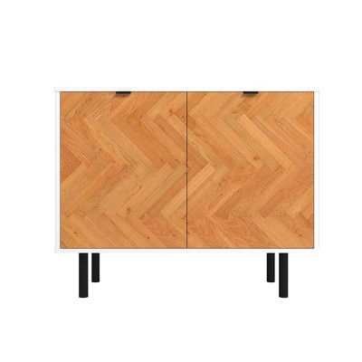 Liam White and Wood Mid-Century Modern Accent Cabinet