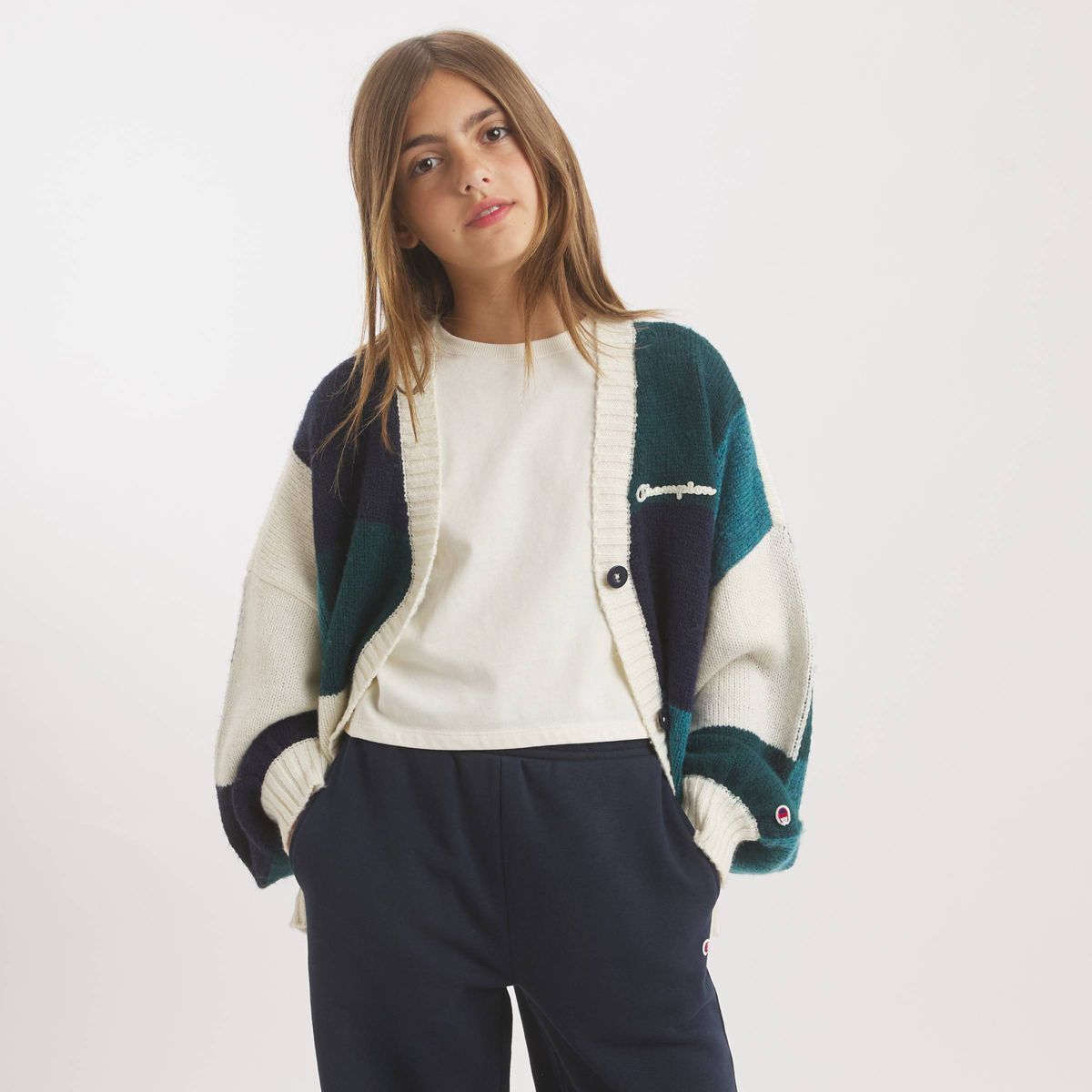 Champion Girls' Oversized Patchwork Cardigan Sweater - thumbnail 4