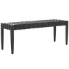 Walda Leather Woven Bench - Black - Safavieh - 4 of 4